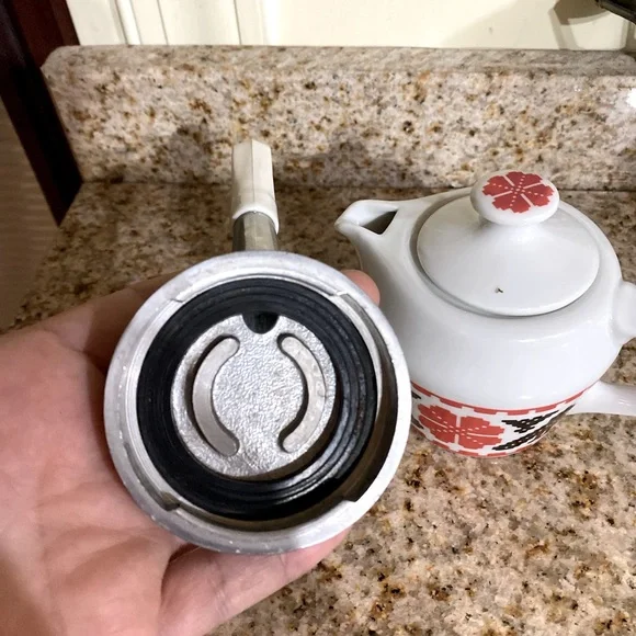 Rare vintage coffee pot in aluminum with spout and jug - Picture 5 of 7